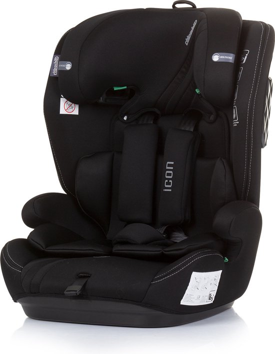 Autostoel Chipolino Icon Autostoel - Auto Kinderzitje - I-Size - Groep 1/2/3 - Verstelbaar - 76-150 cm - Zwart