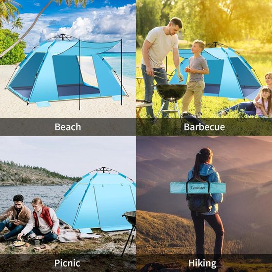 Instant pop-up automatische strandtent voor 3-4 personen, extra grote