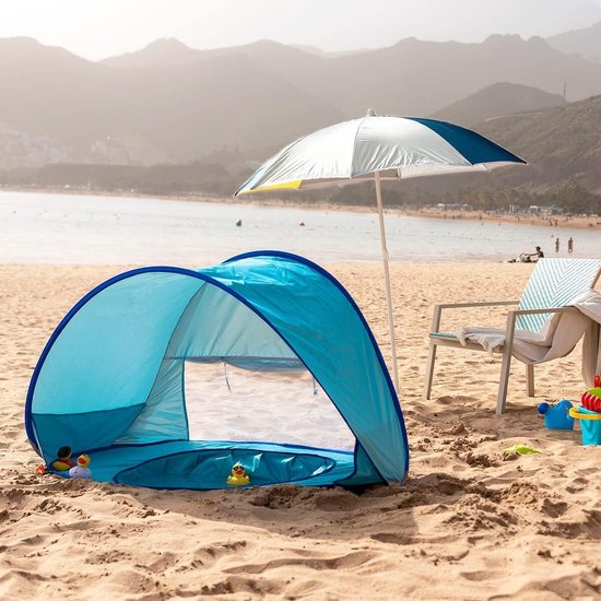 Babystrandtent strandtent met zwembad voor kinderen - opvouwbare pop-up strandtent - winddichte strandparasol - 4 haringen voor stevige bevestiging. van TechTack — afbeelding 4