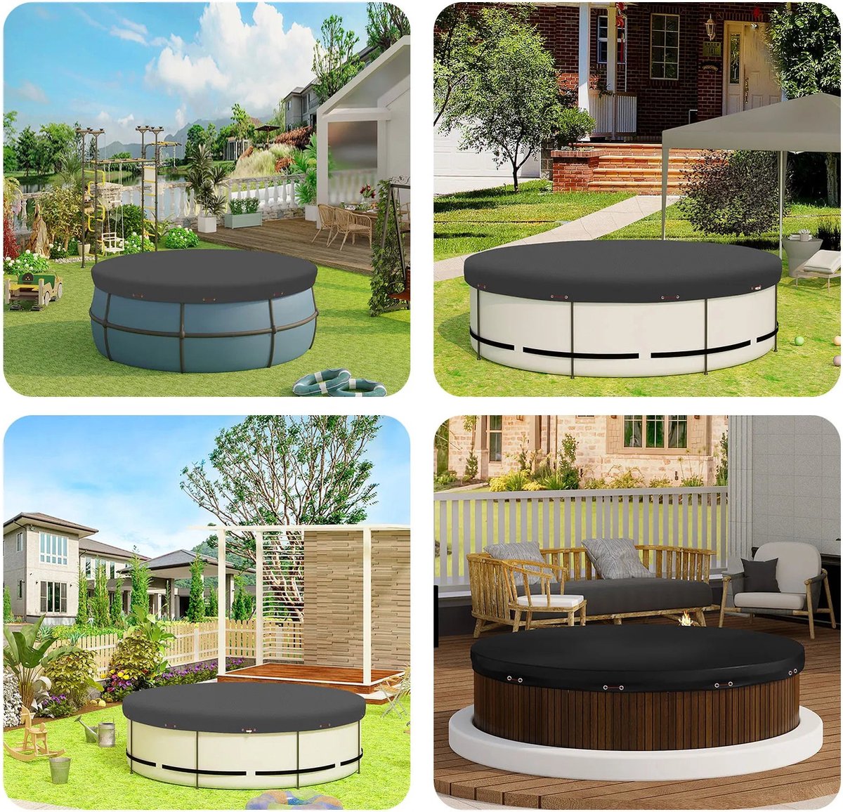 Néos® Zwembad Afdekzeil - Waterproof/Solar - PE - Donkergrijs - Diameter 460cm