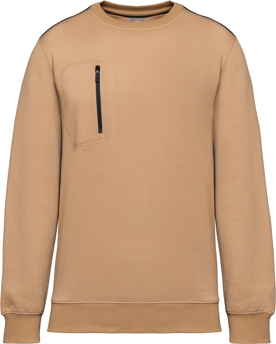 WK. Designed To Work Day To Day unisex sweater met zip contrasterende zak WK403 - Camel / Black - 3XL