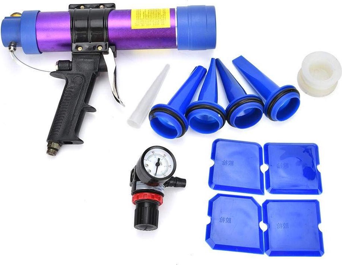 Verstelbaar breeuwpistool 310ml pneumatisch - verstelbare druk - glas lijmpistool met instelklep