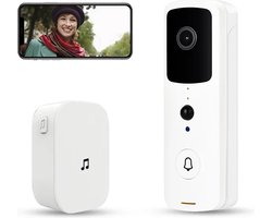T-ring smarthome Video Deurbel V30 – WIT (incl. 2 x Oplaadbare accu batterijen en losse bel. DE ENIGSTE MET EIGEN VIDEO OPSLAG