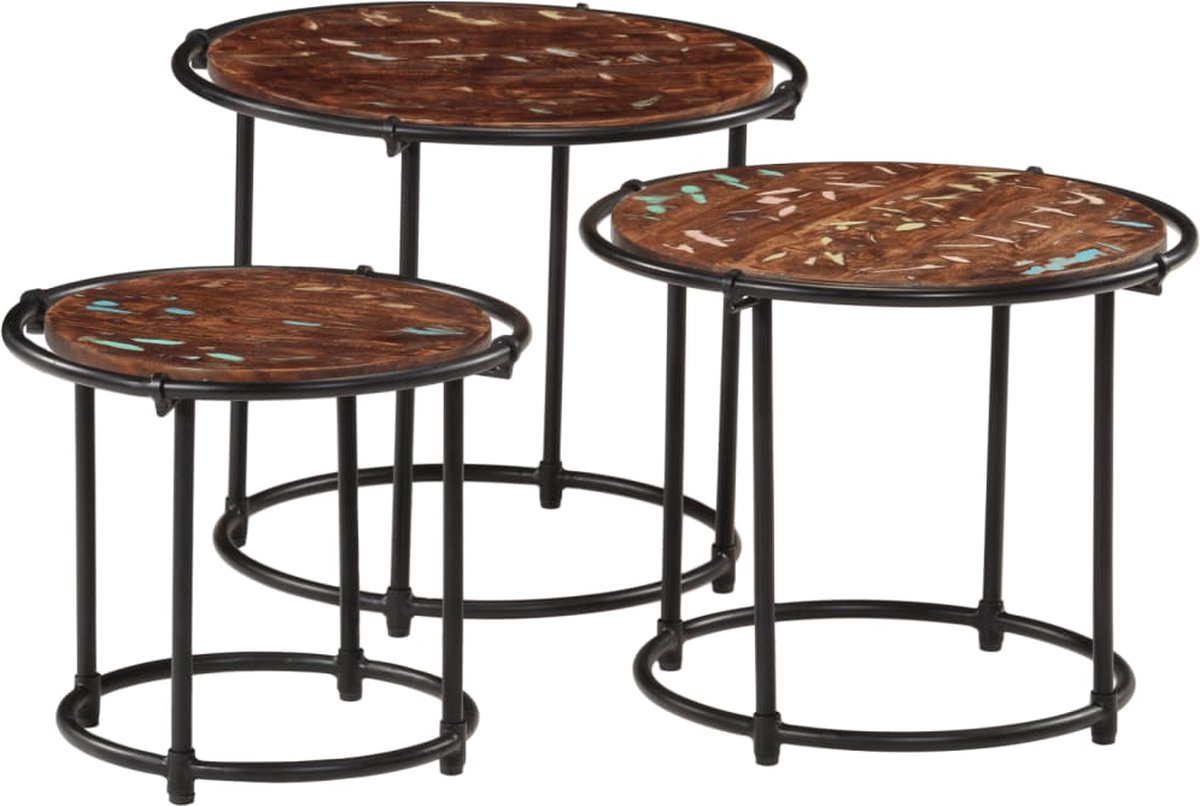 vidaXL Tafeltjesset - 3 - st - massief - gerecycled - hout