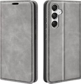 Samsung Galaxy A15 Hoesje - Luxe Wallet Bookcase (Magnetische Sluiting) - Grijs - GSM Hoesje - Telefoonhoesje Geschikt Voor Samsung Galaxy A15