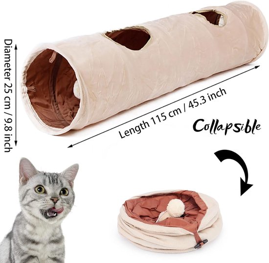 Kattentunnel, 4-weg inklapbare Kattenbuizen Kitty Tunnels Interactief Doolhof Huis Speelgoed met Opbergtas voor Kitten Puppy Konijn Cavia Kattentunnel, 4-weg inklapbare Kattenbuizen Kitty Tunnels Interactief Doolhof Huis Speelgoed met Opbergtas voor Kitten Puppy Konijn Cavia