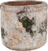 Clayre & Eef Bloempot Ø 12x11 cm Beige Groen Terracotta