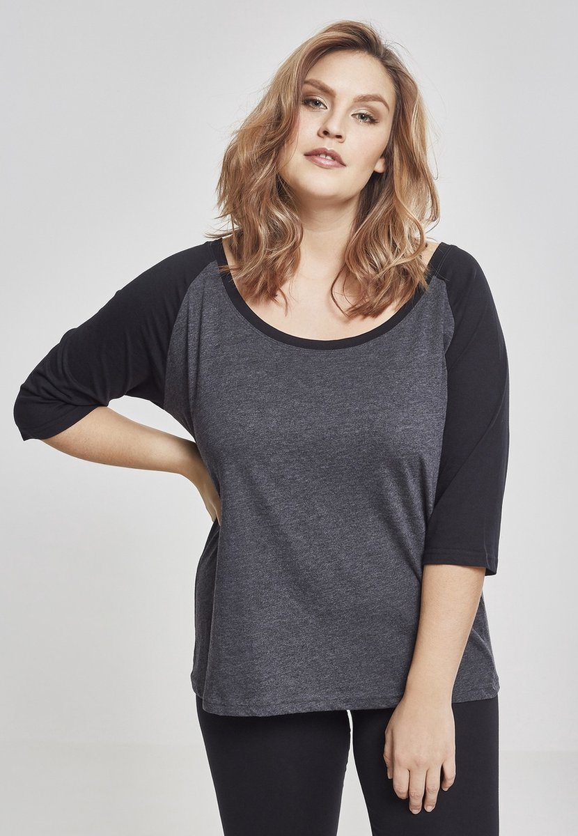 Urban Classics 3/4 Contrast Raglan Tee Dames Shirt met lange mouwen S Zwart