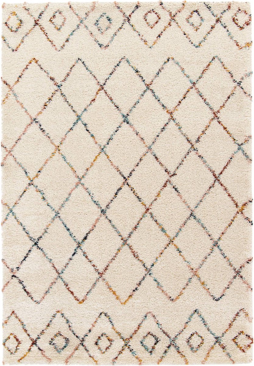 sweeek - Shaggy interieurtapijt, lange haren, berber-stijl, crème en veelkleurig - beverly
