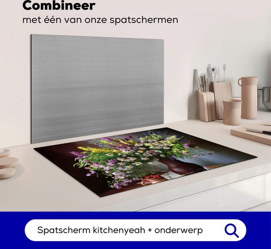 KitchenYeah® Protection plaque induction 77x51 cm - Nature morte - Bouquet - Fleurs - Protege plaque de cuisson - Couvre plaque induction - Protecteur d'induction - Cuisine