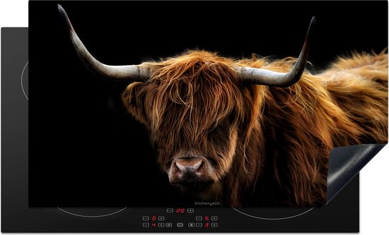 KitchenYeah® Protection plaque induction 90x52 cm - Highlander écossais - Marron - Noir - Protege plaque de cuisson - Couvre plaque induction - Protecteur d'induction - Cuisine