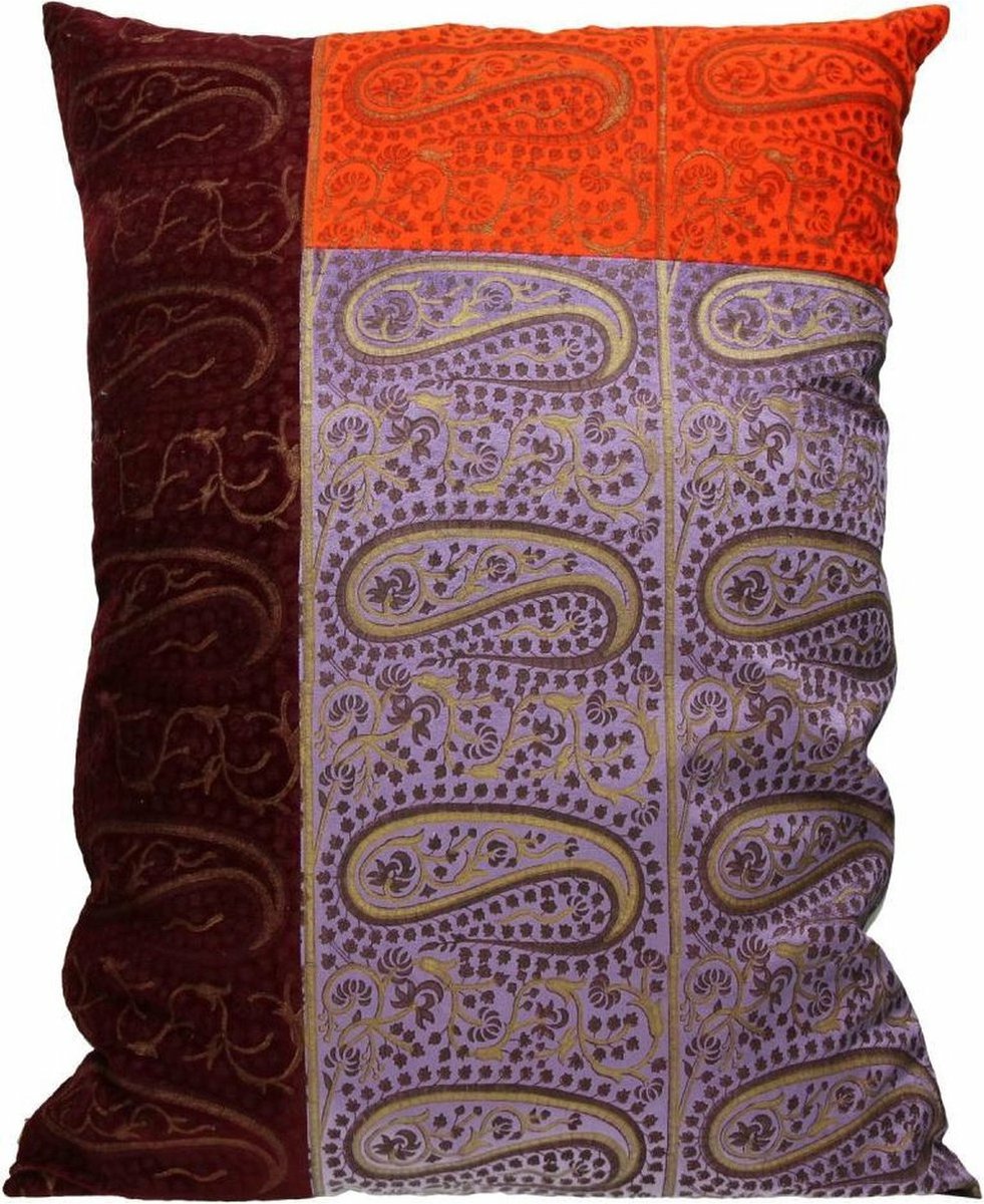 Pomax - Cyrus chambray fluwelen Sierkussen Kussen - Lila / oranje / bordeaux - 50x70cm