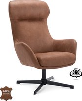 Icon Living - Fauteuil Venna - Microleder Bull Camel - Draaivoet Zwart