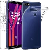 ebestStar - Hoes voor Huawei Y7 2018, Back Cover, Beschermhoes anti-luchtbellen hoesje, Transparant + Gehard Glas