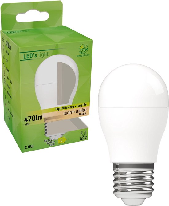 Elite LED E27 - 2W/40W - Energielabel C - 470 lm - Warm wit licht