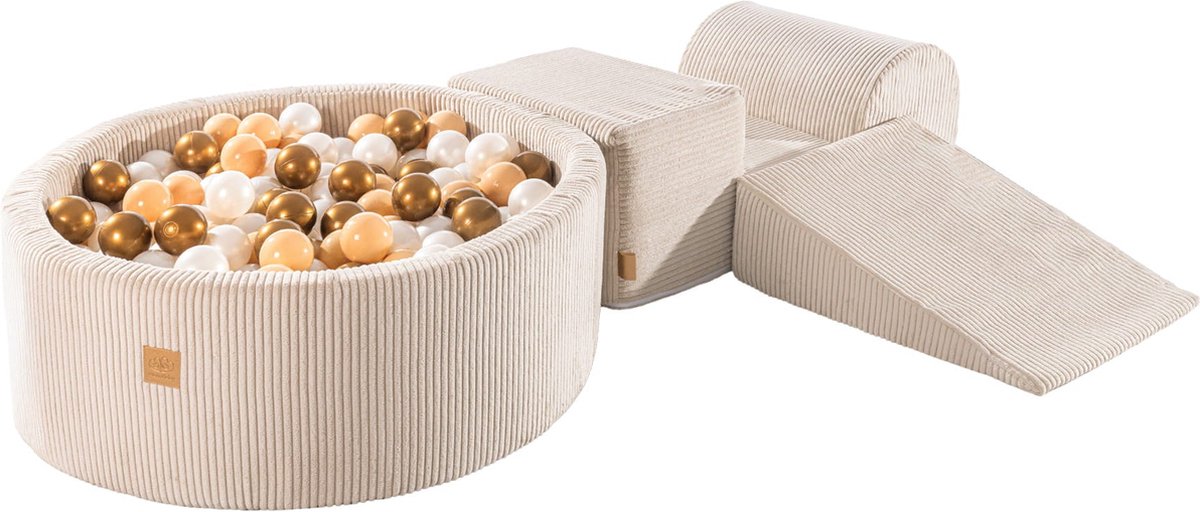 MEOWBABY Speelset met ballenbak Ecru witte parel beige en goud
