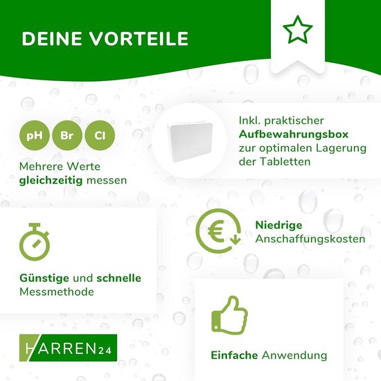POWERHAUS24 Tester Per Piscina Premium PH E Cloro - 200 Compresse Reagenti (100 DPD1 + 100 Fenolo Rosso), Fatto In Germania