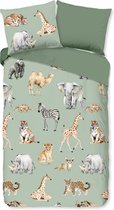 Pure Housse de couette enfant "animaux de safari" - Vert - (140x200/220 cm) - Microfibre