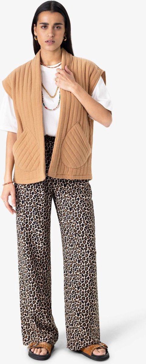 Sissy-Boy - Bruine high waist wide leg broek met leopard print