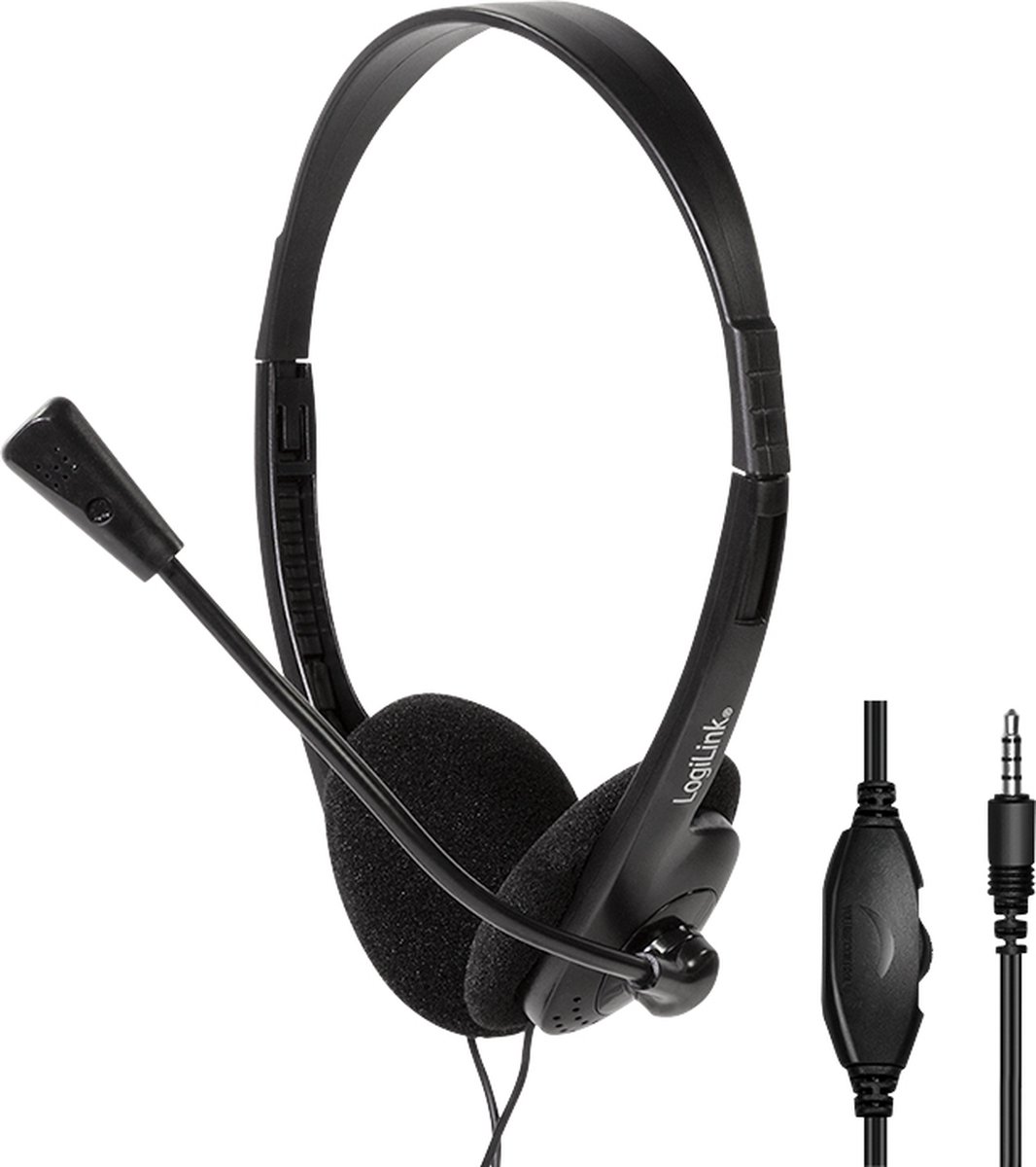LogiLink HS0055 hoofdtelefoon/headset Bedraad Hoofdband Muziek/Voor elke dag Zwart