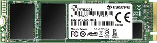 Transcend 220S NVMe/PCIe M.2 SSD 2280 harde schijf 1 TB M.2 NVMe PCIe 3.0 x4