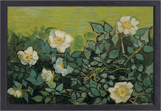 Roses sauvages - Décoration murale Vincent van Gogh - Portrait de Fleurs - Peinture sur toile Nature - Décoration murale classique - Toile avec cadre - Toile d'art avec cadre 100x75 cm