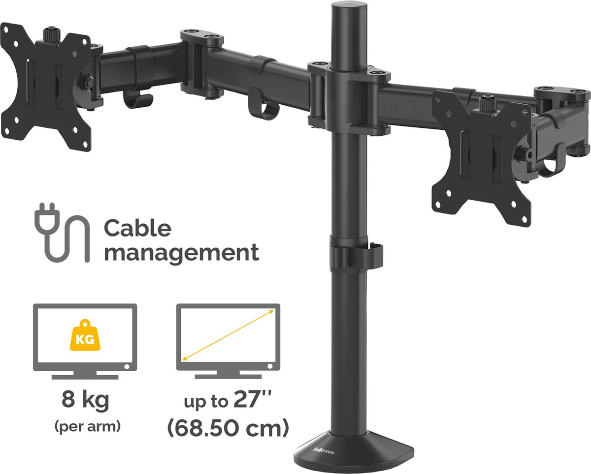 Fellowes Reflex Dubbele Monitor Arm - verstelbaar voor 2 schermen thumbnail 4