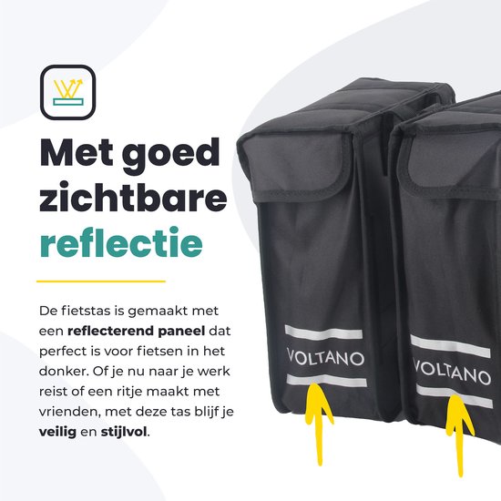 Voltano Dubbele Fietstas Urban Flow XL Afgeschuind - Zwart - 40 Liter - 100% Waterdichte Fietstassen - Fietstassen Elektrische Fietsen