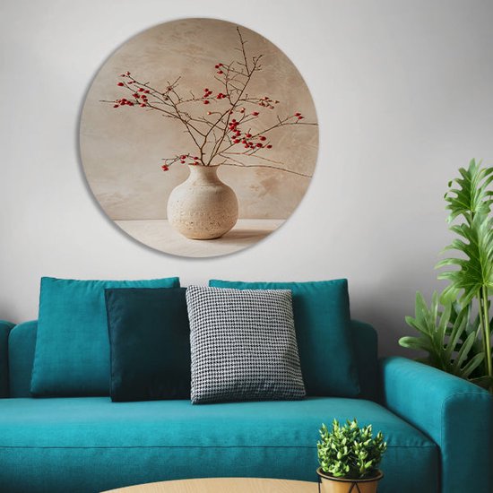 Cercles muraux vase - Cercles muraux Object - Cercle mural Branches - Décoration murale classique - Plaque murale - Accessoires de bureau cercle mural aluminium 50x50 cm