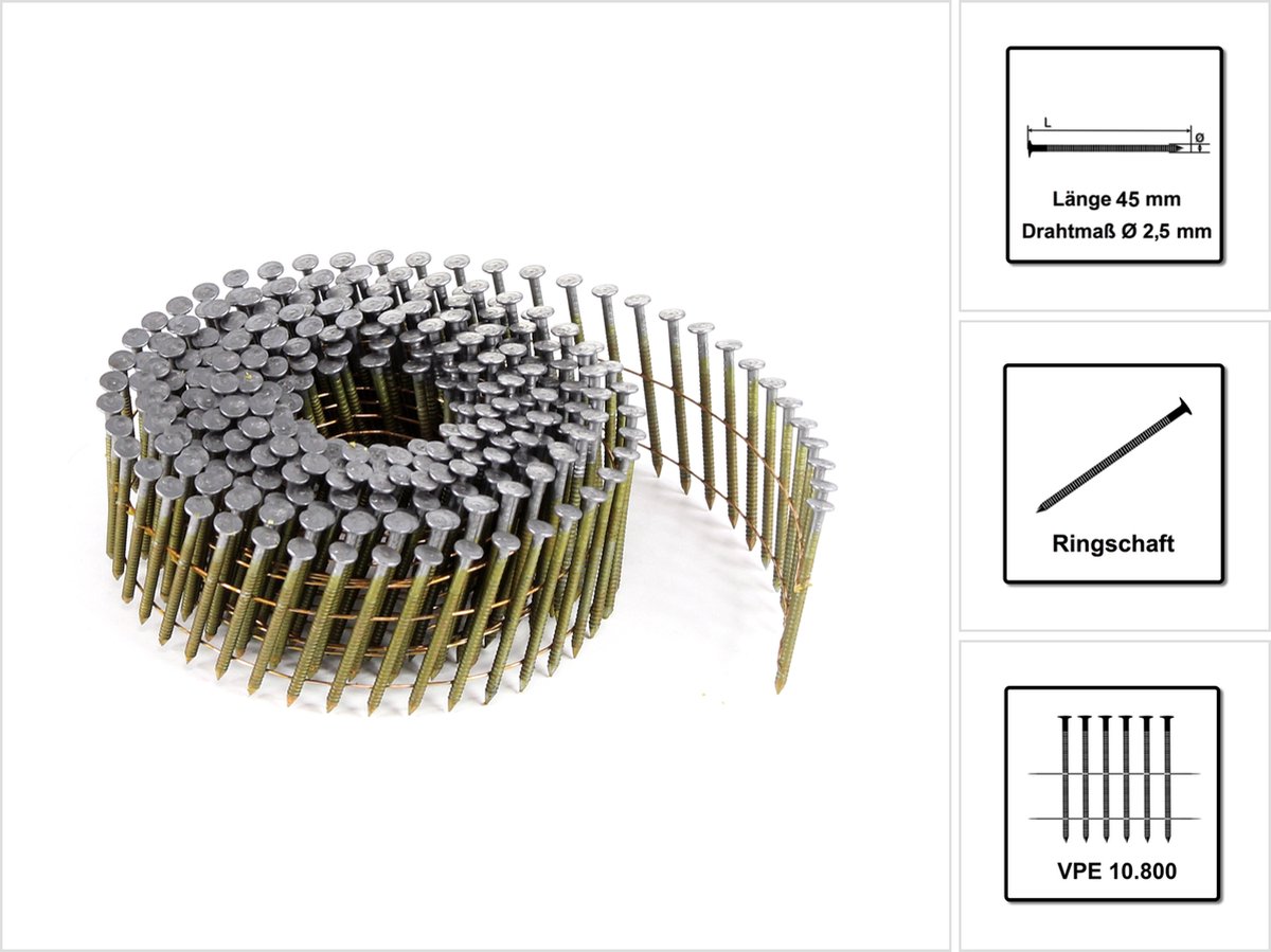 Prebena CNW25/45BKRI Rolnagels blanco met ringschacht - 10800 stuks