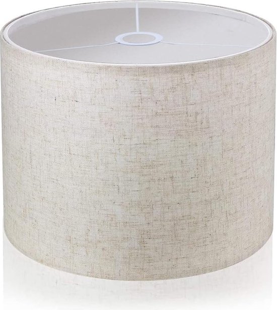 bangminda Lampenkap Cilindrisch 30x30x20 cm Vervangende lampenkap Rond Stof lampenkap voor hanglamp tafellamp wandlamp nachtkastje lamp staande lamp E27 Linnen Handgemaakt (Beige-Wit