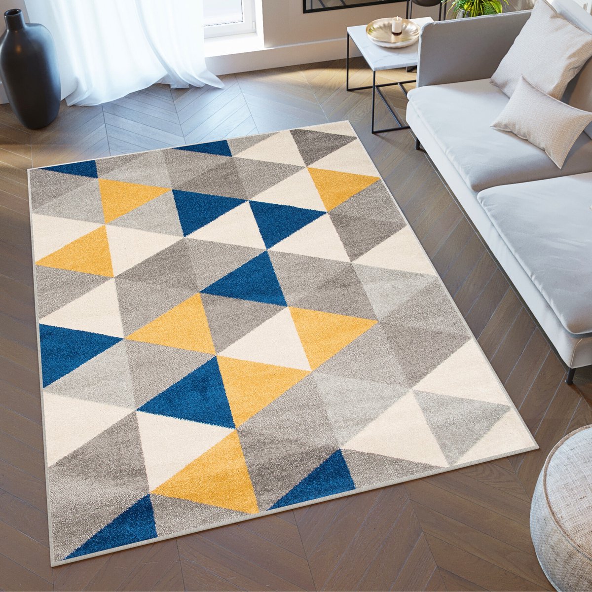 Tapiso Lazur Vloerkleed Grijs Geel Blauw Woonkamer Modern Tapijt Maat- 60x100 Geel Grijs Blauw