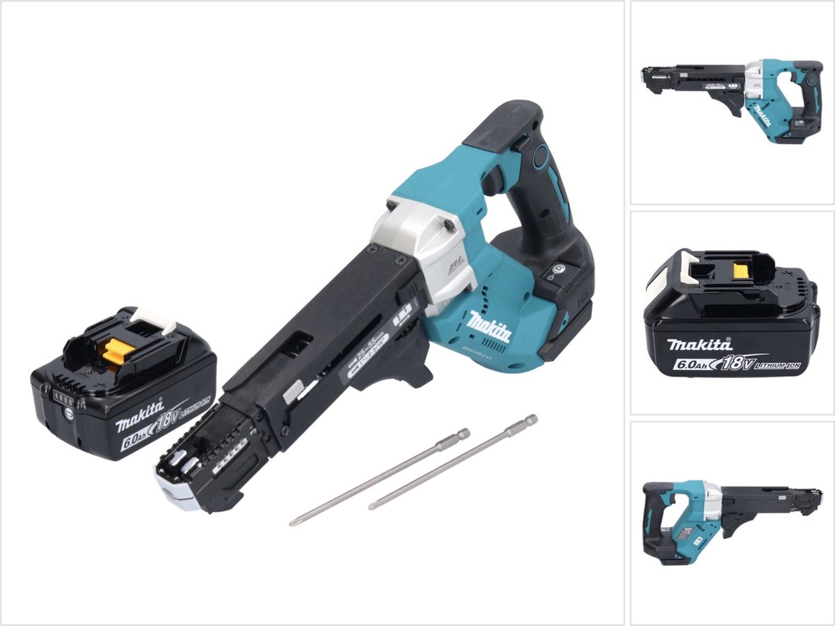 Makita DFR 551 G1 accu-magazijnschroevendraaier 18 V 25 - 55 mm borstelloos + 1x accu 6,0 Ah - zonder oplader