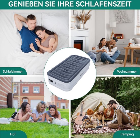 Air Mattress Self-Inflating with Integrated Electric Air Pump - Inflatable Bed for Camping and Guests — afbeelding 3