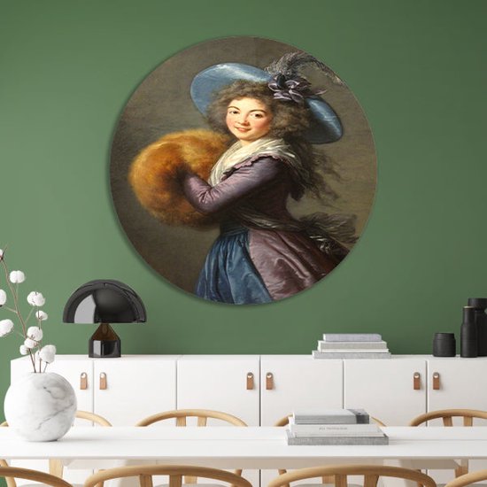 Portrait de Mme Molé-Reymond - Tableau Élisabeth Louise Vigée Le Brun - Tableau femme - Tableau Portrait - Décoration murale classique - Plats muraux - Décoration murale cercle forex 60x60 cm