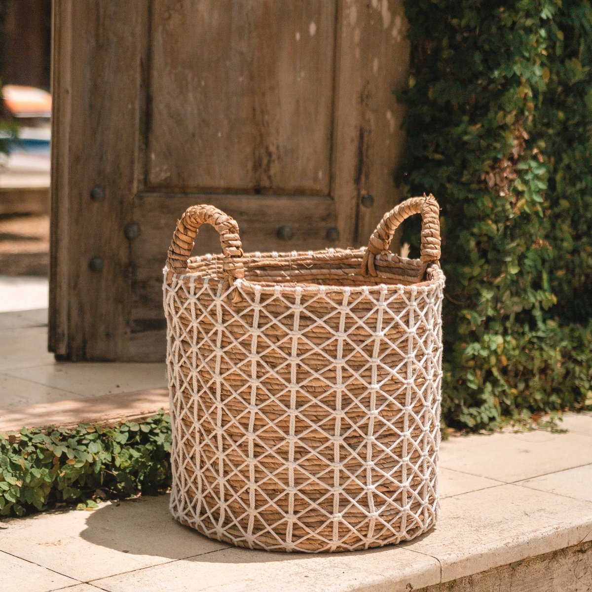 Boho Wasmand KERSO | Plantenmand | Opbergmand van bananenvezels (L)