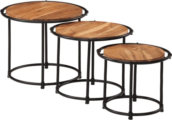 Woonkamer meubelset massief acaciahout 3-delig – MaXXi meubels en woonaccessoires