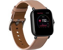 kwmobile lederen horlogebandje geschikt voor Huami Amazfit GTR Mini / GTS 4 Mini / GTS 3 / Amazfit Active 2 / Active Edge polsband - Echt leren smartwatch bandje - Activity tracker horloge band in oudroze / bruin