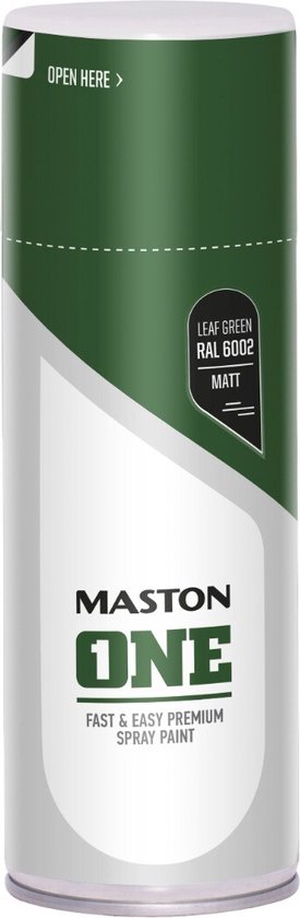 Foto: Maston one spuitverf mat loofgroen ral 6002 400 ml spuitbus verf