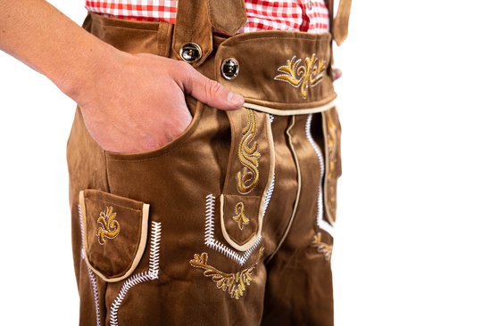 Pantalon court en cuir réglable de Premium pour homme - Vêtements Oktoberfest - Pour fêtes et carnaval - Taille M