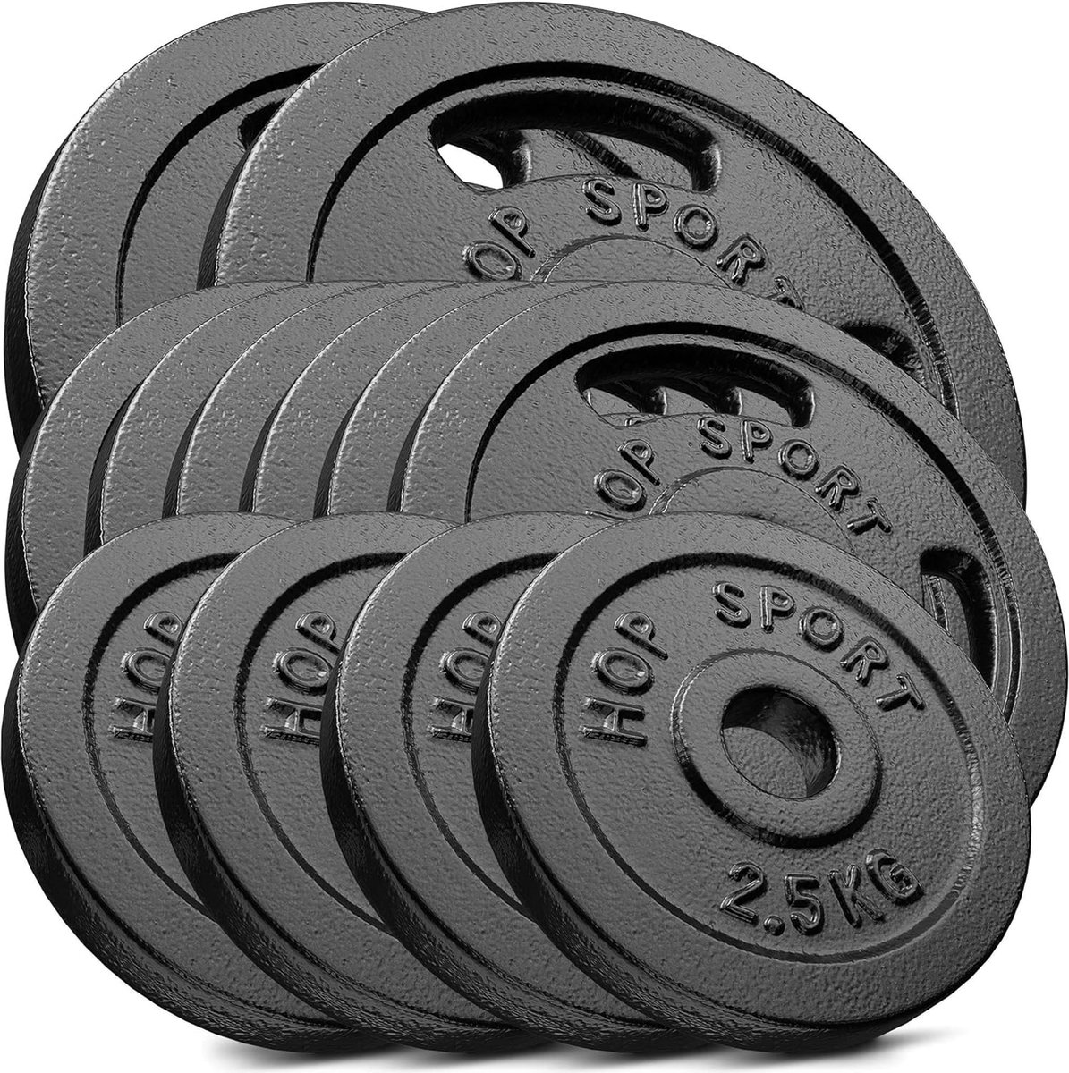 Hop-Sport – Halterschijven – 60 kg – Gietijzer – Ø 31 mm – 2x10 kg 6x5 kg 4x2,5 kg