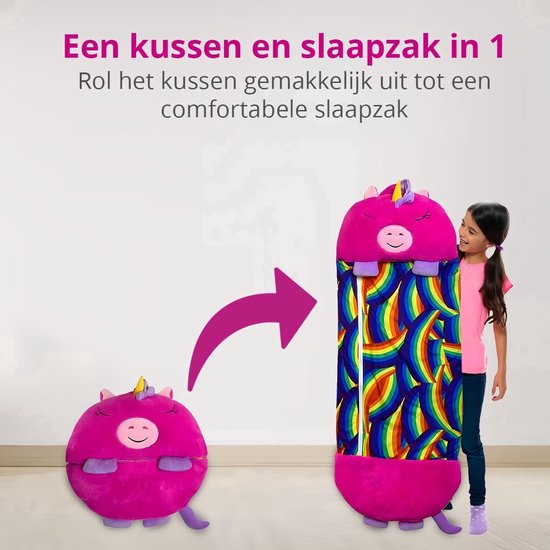 Sac de couchage pour enfants RS Goods - Oreiller et sac de couchage 2 en 1 - Sac de couchage pour Enfants - Licorne - Unicorn - Jusqu'à 12 ans - Sac de couchage Junior jusqu'à 150 cm de longueur du corps - 150x70 cm - Taille L
