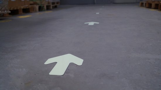 Flèche Wit 90 x 130 mm - autocollant de sol avec couche supérieure lisse