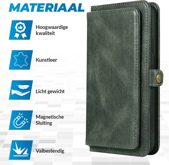 Coque iPhone 15 Pro - Bookcase - Amovible 2 en 1 - Coque arrière - Porte carte - Portefeuille - Simili cuir - Vert