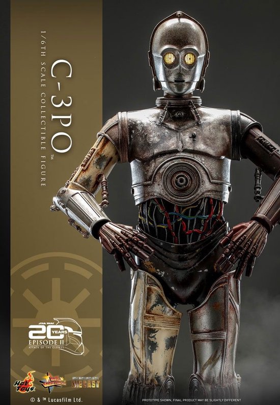 Figurine Hot Toys Star Wars C-3PO Diecast – Épisode II – Attaque Des Clones 20e Anniv. – MIB