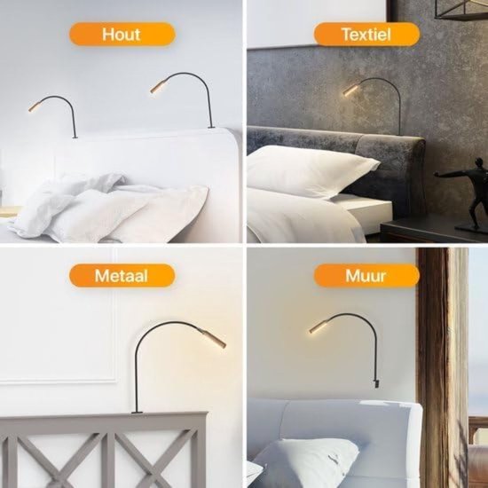 Bedlampjes Hoofdbord - Leeslampjes - Bedlamp Slaapkamer Volwassenen - Zwart van Smartwares — afbeelding 3