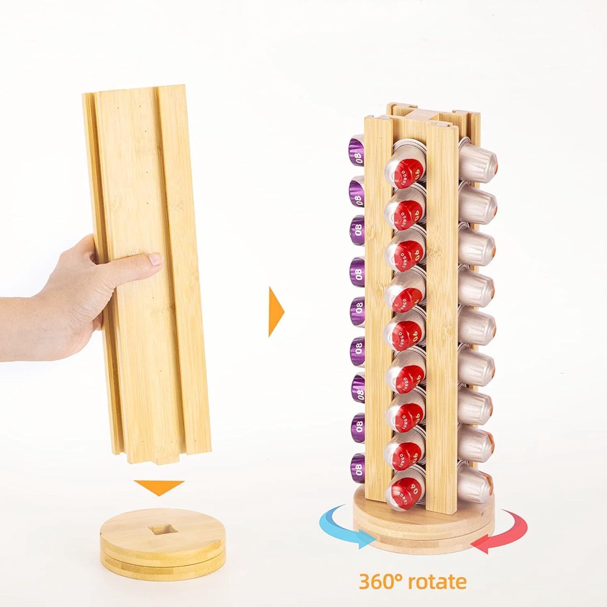 Frasheng Koffiecapsulehouder 360 graden draaibare koffiecapsulestandaard draaibare koffiecapsuledispenser voor 36 stuks koffiecapsules