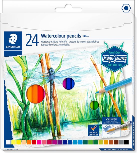 Staedtler aquarel potlood metalen doos met 24 kleuren