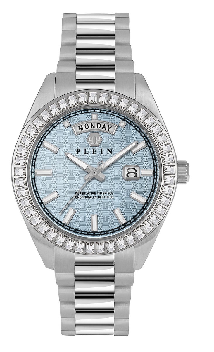Philipp Plein Date Superlative Gent PWPNA0524 Horloge - Staal - Zilverkleurig - Ø 42 mm