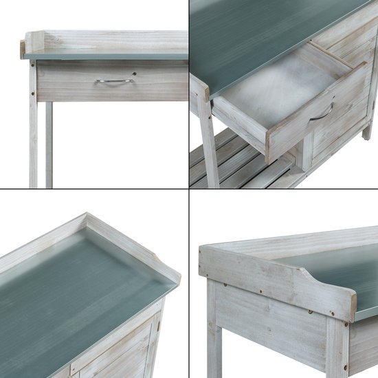 Table de travail de jardin Aliano table d'empotage 98x48x94 cm gris casa.pro